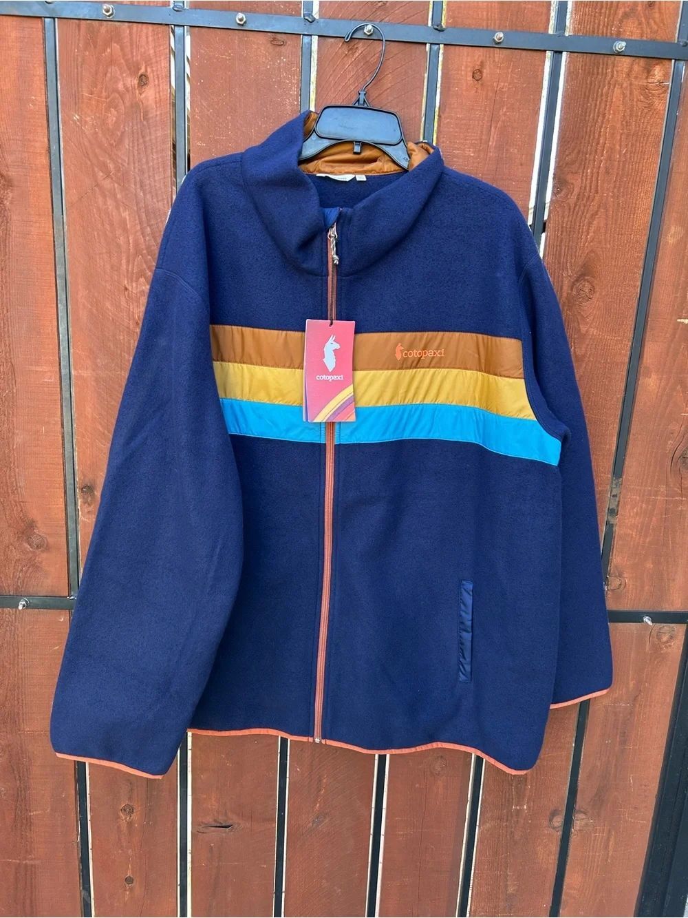 Cotopaxi Teca Fleece Jacket Mens Striped Full Zip Outdoor Hiking Logo XXXL NWT